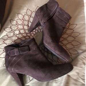 Brown suede ankle boots